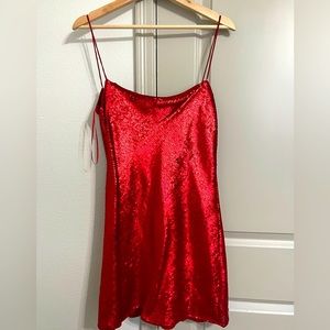 Hot Red Sequin Mini Dress